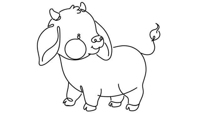 Cartoon cow with white background.