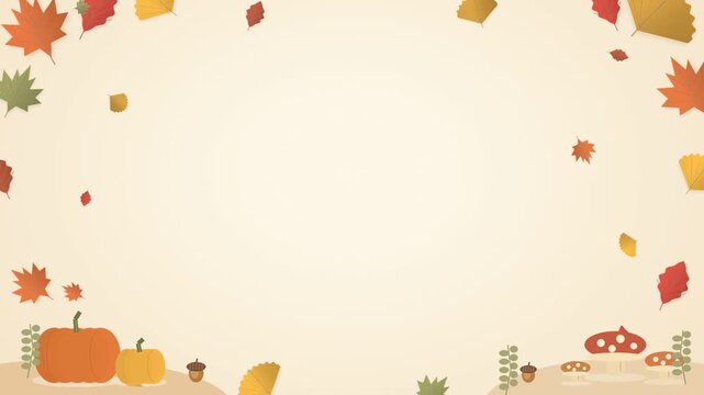 Autumn Leaves and Pumpkins Frame with Copy Space