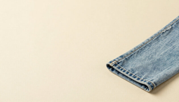 Folded Pale Denim Hem With Fine Stitching