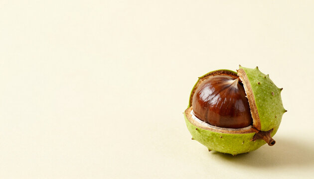 Horse Chestnut Shell With a Single Glossy Brown Seed