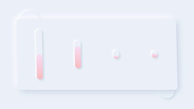 Neumorphic progress bar animation with pink gradients on white cards