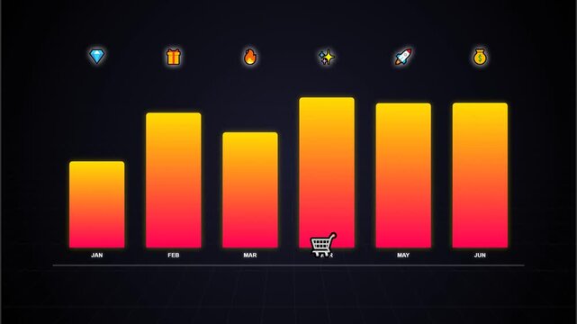 Animated business bar chart showing monthly sales growth and data
