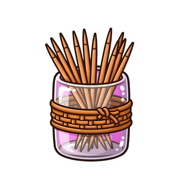 Cute Small Transparent Toothpick Holder Warung Style Vector Icon