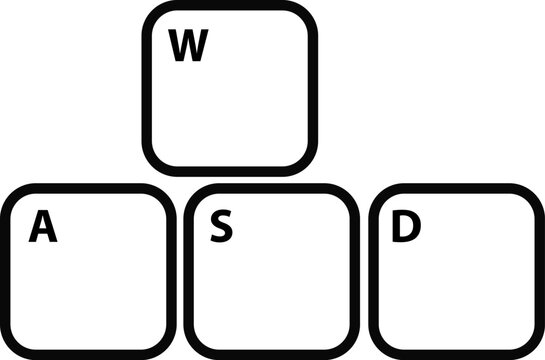 WASD computer keyboard keys forming a user input device for video game navigation