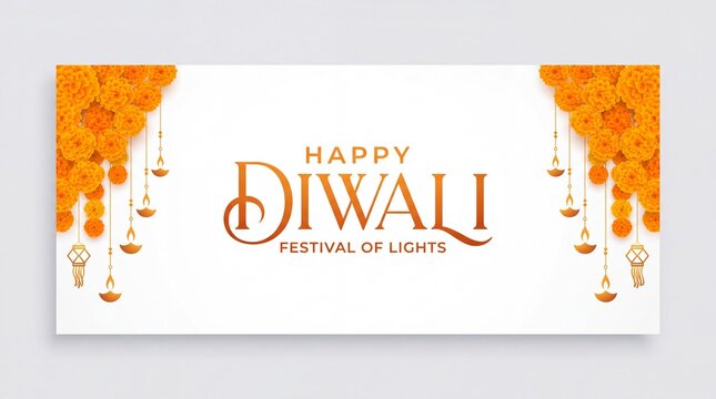 indian festival happy diwali banner with floral design