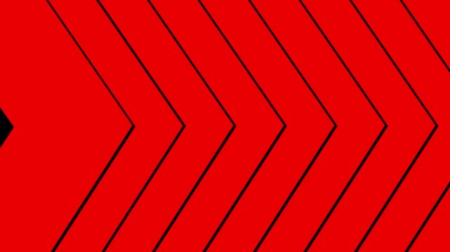 Dynamic red chevron arrows motion background, abstract geometric directional flow loop