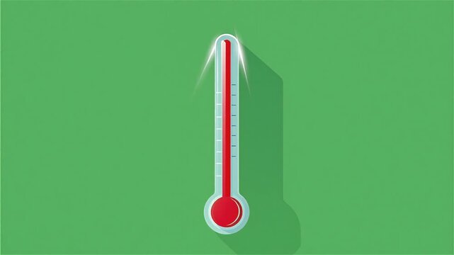 Medical Mercury Thermometer Rising Temperature Vector Icon Animation Isolated On Green Screen 5 Seconds Video