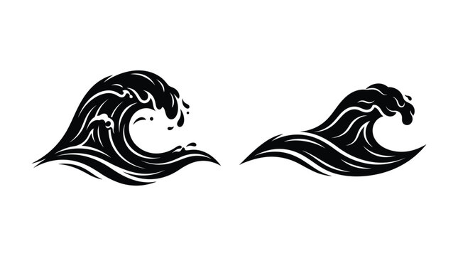 Two ocean wave silhouettes against a white background