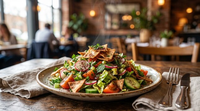 Fattoush salad with pita chips