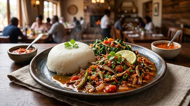 Kapenta with Sadza food photography
