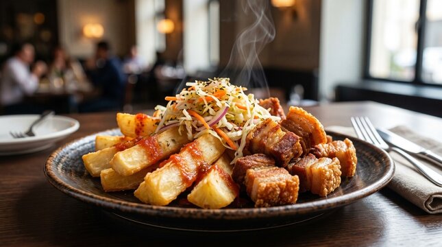 Salvadoran Yuca Frita with Chicharron