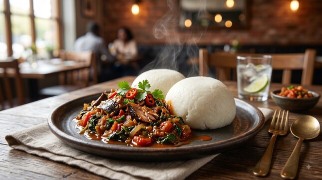Zambian Nshima with Ndiyo Relish
