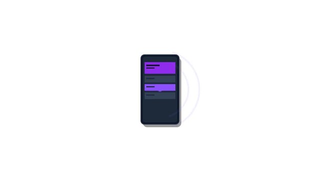Premium 4K microstock motion graphic featuring a high-tech geometric smartphone with interactive dashboard applications and pulsing data streams.