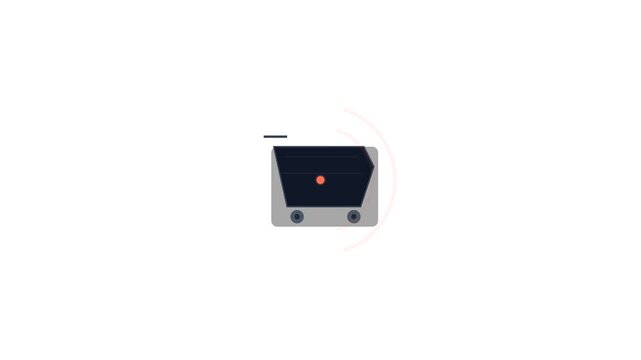 Premium 4K microstock motion graphic featuring a geometric shopping cart with pulsing digital payment connection waves.
