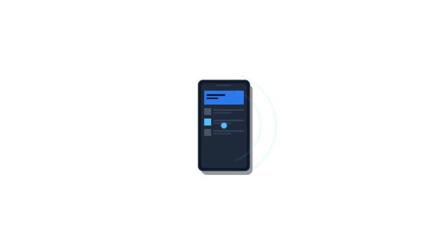 Premium 4K microstock motion graphic featuring a geometric smartphone displaying mobile app code frames and interactive data streams.