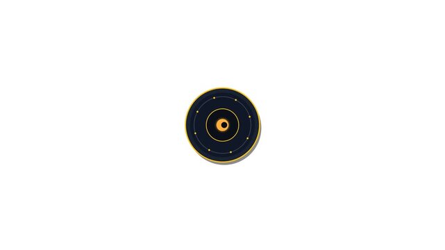 Premium 4K microstock motion graphic featuring a geometric cryptocurrency token coin with rotating cryptographic rings, glowing core node, and seamless tech loop.