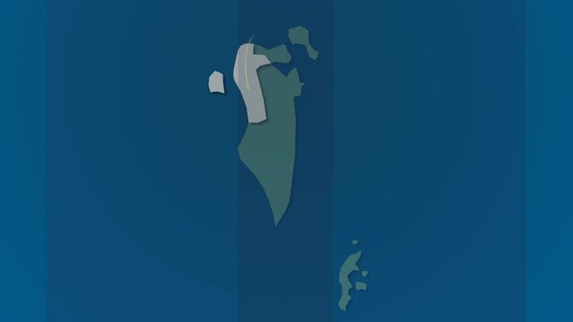 Bahrain Map Showing Communication Signals Between Highlighted Areas