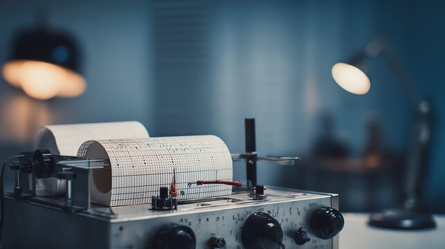 Analyzing data with a polygraph machine.
