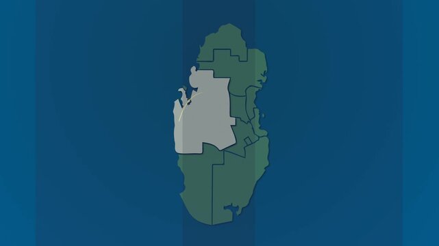 Qatar Map with Signal Connections Between Highlighted Municipalities