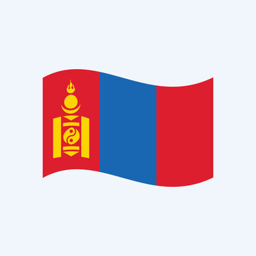 Mongolia National Flag Waving Isolated Design