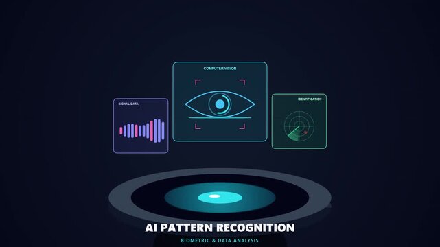 Artificial intelligence digital pattern recognition interface featuring advanced biometric identification and real-time biometric analysis