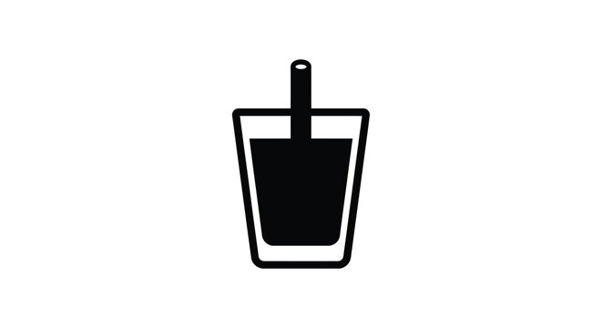 Glass with stirrer black silhouette on a white background