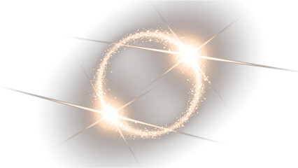 Golden glowing magic ring with sparkles isolated on transparent background © TaraSana