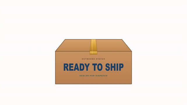 4K closed box ready to ship tape seal with alpha channel clean status animation