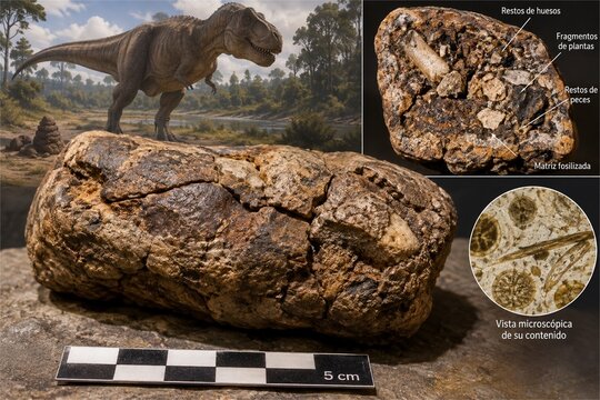 Fossil coprolite and ancient footprints palaeontology diagram