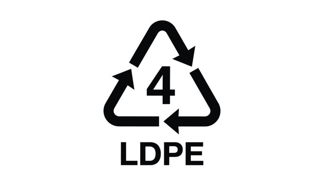 Black recycling resin identification code number four for low density polyethylene plastic vector graphic design illustration
