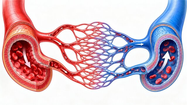 Microcirculation from artery to vein diagram