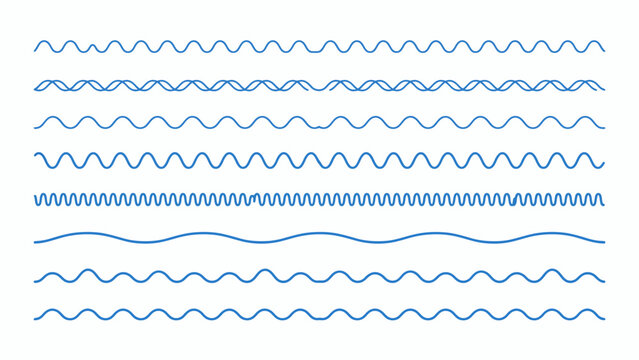 Blue wavy lines arranged horizontally on a white background create a simple pattern wave undulating sinusoidal linear horizontal graphic