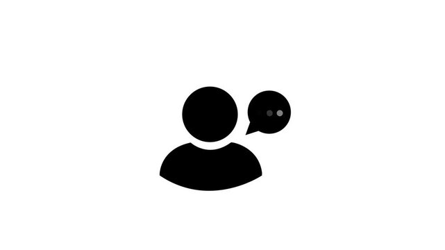 Glowing Single User Avatar With Speech Bubble Icon On Black Background