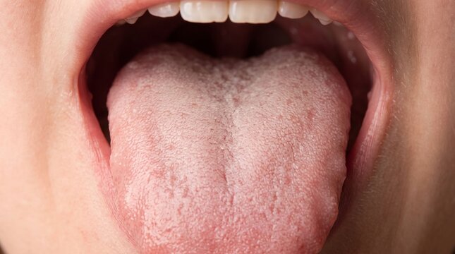 Close up of coated tongue 