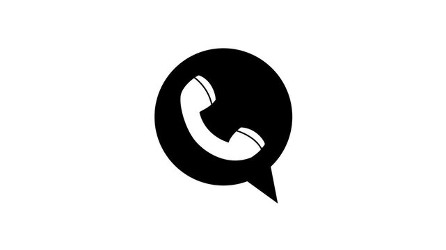 Phone Call Receiver Speech Bubble Icon with Sound Wave Frequency Frame on White Background