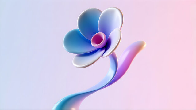 A beautiful 3D rendered abstract flower with smooth pastel gradients.