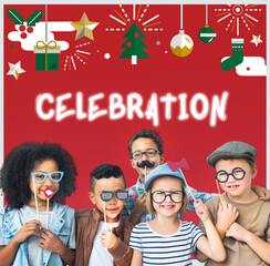 Naklejka premium Merry X'mas Christmas Celebration Concept