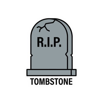 Cracked graveyard tombstone with rip inscription for spooky cemetery scene vector design Sticker
