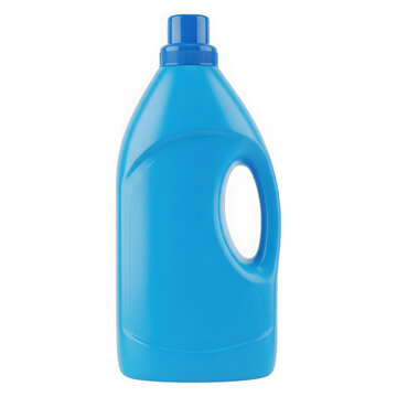 Blue plastic detergent bottle on white background