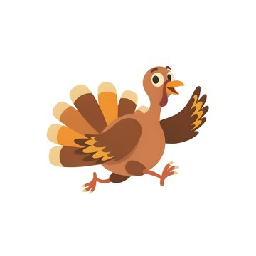 Happy Running Turkey Cartoon for Thanksgiving Celebration