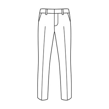 Mens chino pants pure 2 color line art vector illustration isolated on white background