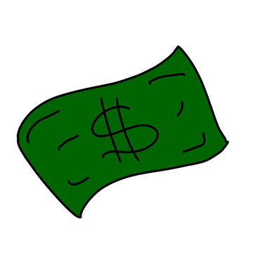 Green dollar bill money banknote cash finance cartoon