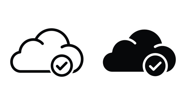 Cloud with check mark success icons cloud storage icon set finished checkmark