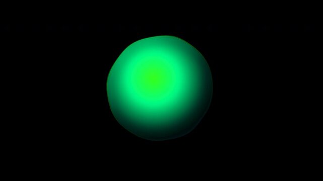 Green organic metaball morphing and splitting via an invisible alpha mask with fluid glowing motion for medical research
