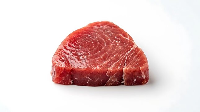 Fresh Raw Tuna Steak Isolated on White Background.