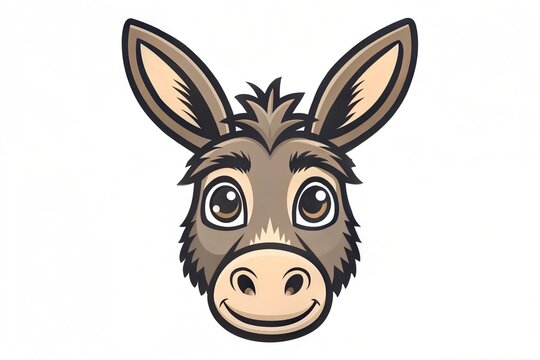 Vector donkey head, face for retro hipster logos, emblems, badges, labels template and t-shirt vintage design element. Isolated on white background