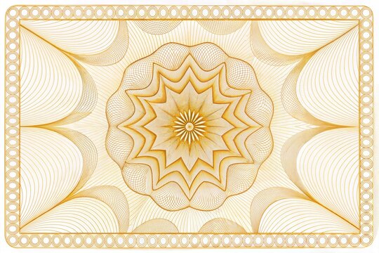 Abstract gold lines on white vector background. Golden wavy guilloche pattern useful for certificate, diploma, hi tech technology