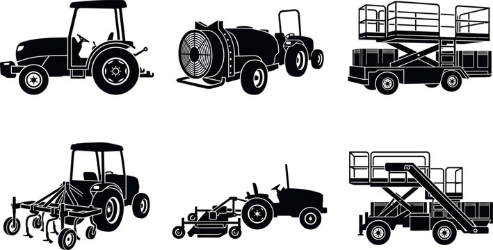 Farm Tractor Utility Vehicle Agriculture Machinery Silhouette