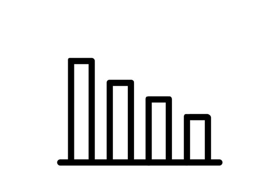 Black outline declining bar chart without arrow transparent background