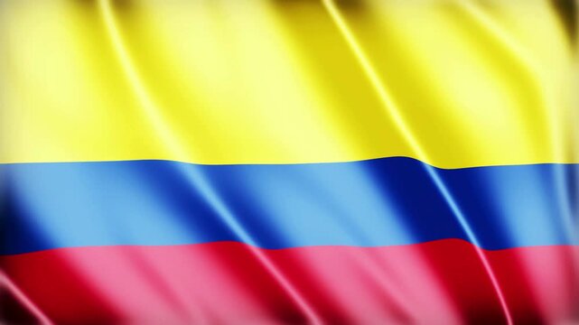 Colombian flag waving, representing Colombia with its iconic yellow, blue, and red colors